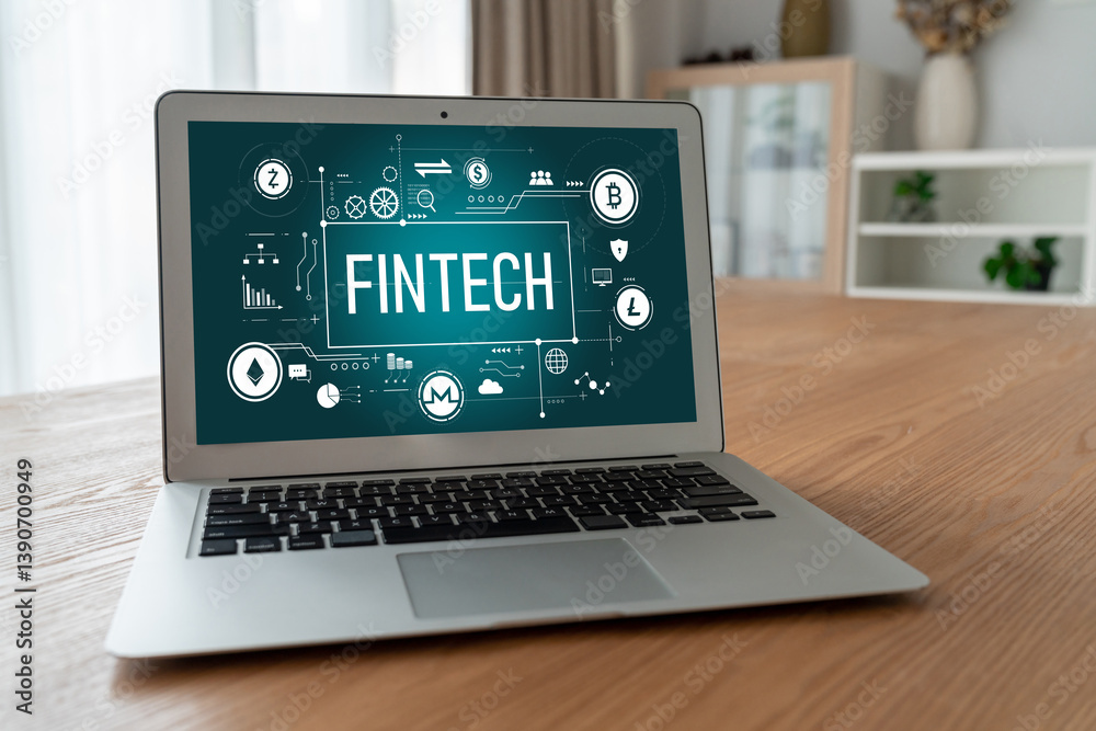 Fintech financial technology software for modish business to analyze marketing strategy