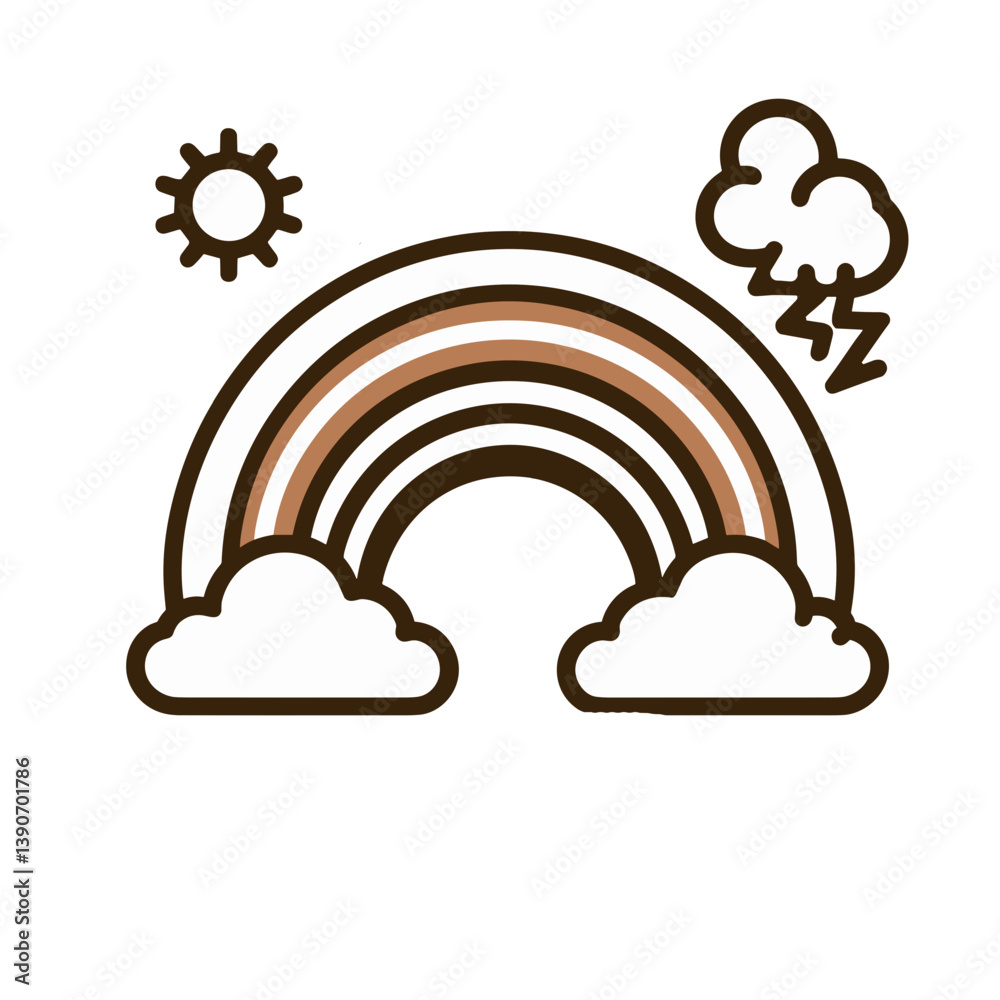 Rainbow icon with clouds and sun, minimalist design, vector illustration for weather concept
Rainbow icon with clouds and sun, minimalist design, vector illustration for weather concept