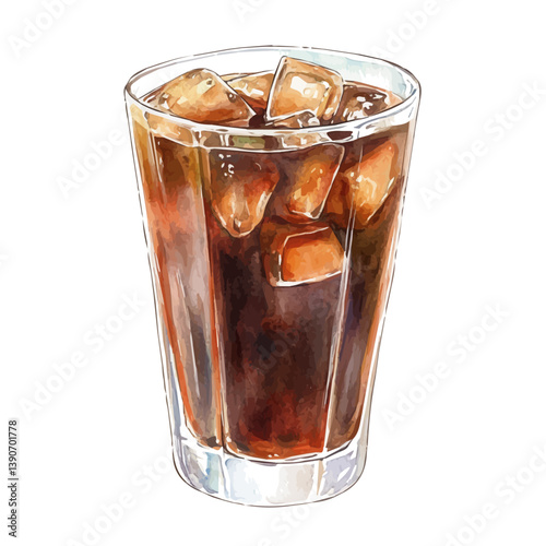 A watercolor painting of Cold Brew Coffee, isolated on a white background. Cold Brew Coffee vector

