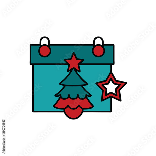 Festive Calendar With Christmas Tree And Stars For Holiday Season