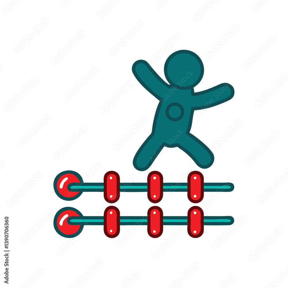 Simple Flat Icon Depicting A Person Jumping Over Obstacles Hurdles And Overcoming Challenges Simple Flat Icon Depicting A Person Jumping Over Obstacles Hurdles And Overcoming Challenges