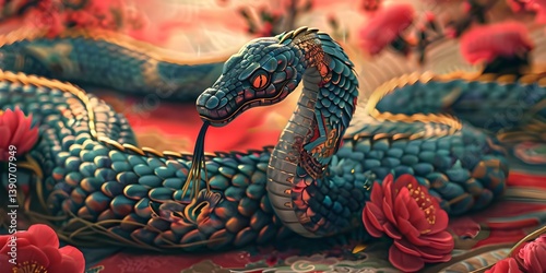 Lunar New Year 2025 Snake Illustration

