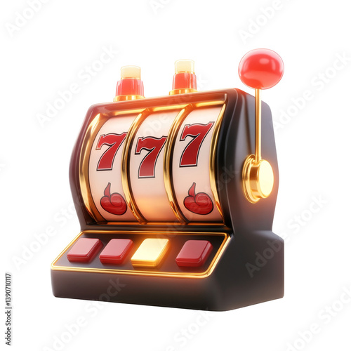 Vintage slot machine with lucky seven symbols and a retro design featuring bright colors