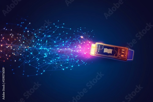 Obraz na płótnie flash drive with data transfer illustration w salonie