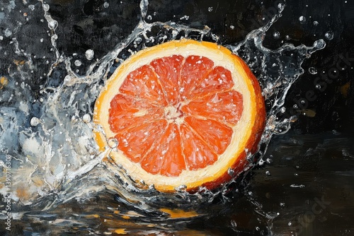 Obraz na płótnie Grapefruit in water on dark background w salonie