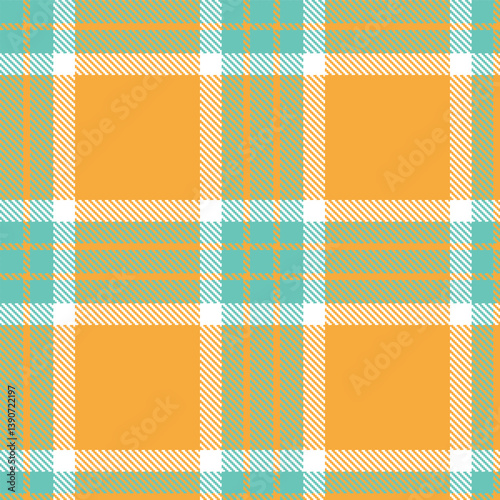Vintage pale teal Seamless Tartan with Rustic butterscotch accents Fabric Design