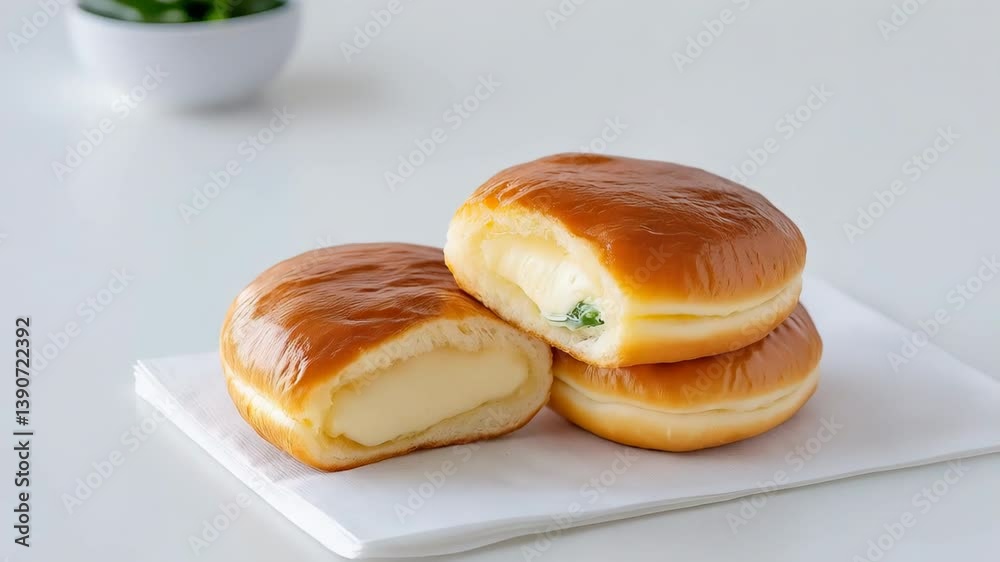 custom made wallpaper toronto digitalCream-filled donuts on a white napkin one cut in half Delicious pastry for breakfast or snack time