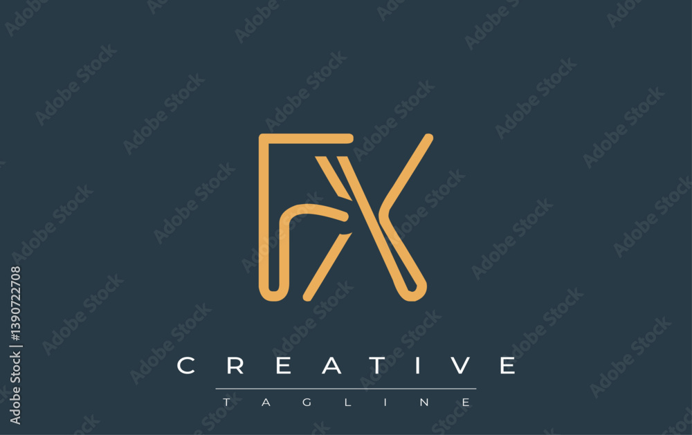FX Minimalistic Line Art Logo Design with Abstract Lettering. Abstract minimalistic logo design featuring a sleek line art style.