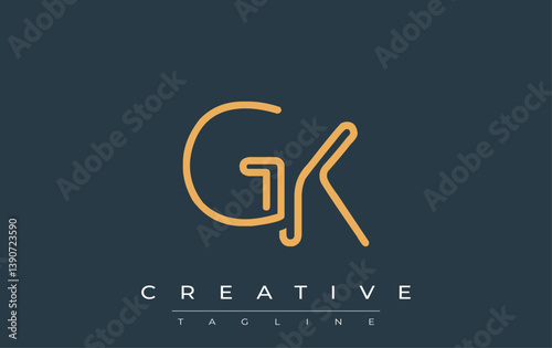GK Minimalistic Line Art Logo Design with Abstract Lettering. Abstract minimalistic logo design featuring a sleek line art style.