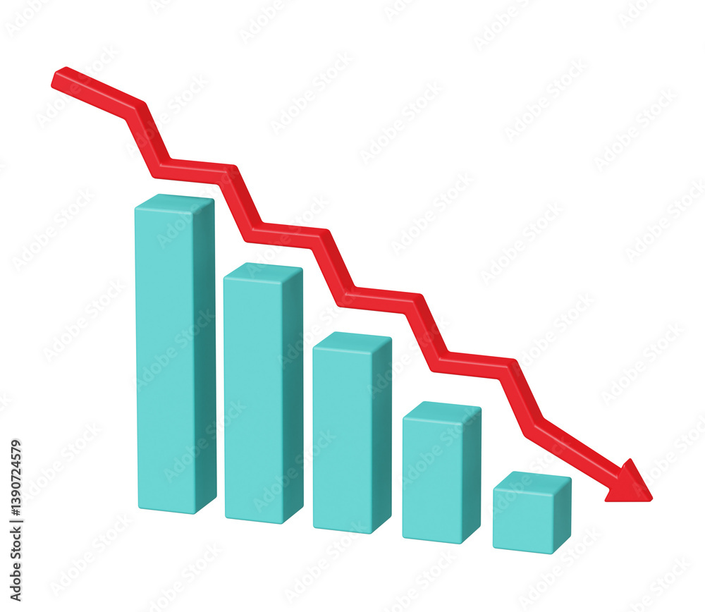 Red graph arrow down showing stock market exchange loss. Trading graph analysis. Investment indicator. Business graph chart of financial stock crisis. Red price in down trend chart fall Red graph arrow down showing stock market exchange loss. Trading graph analysis. Investment indicator. Business graph chart of financial stock crisis. Red price in down trend chart fall