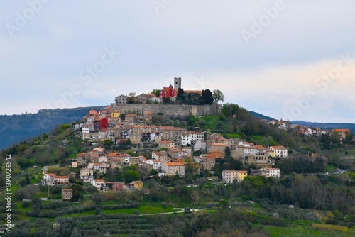 View of the old medieval town of Motovun in Istria, Croatia