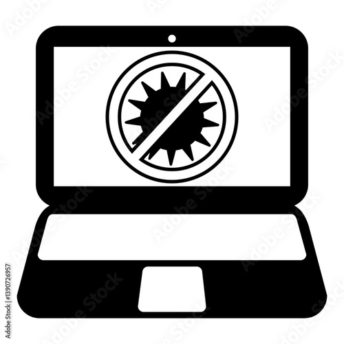 A Laptop Protected with Antivirus Icon