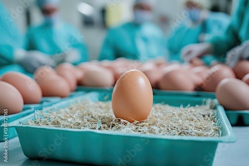 Obraz na płótnie Eggs being processed in a facility during daytime w salonie