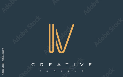 IV Minimalistic Line Art Logo Design with Abstract Lettering. Abstract minimalistic logo design featuring a sleek line art style.
