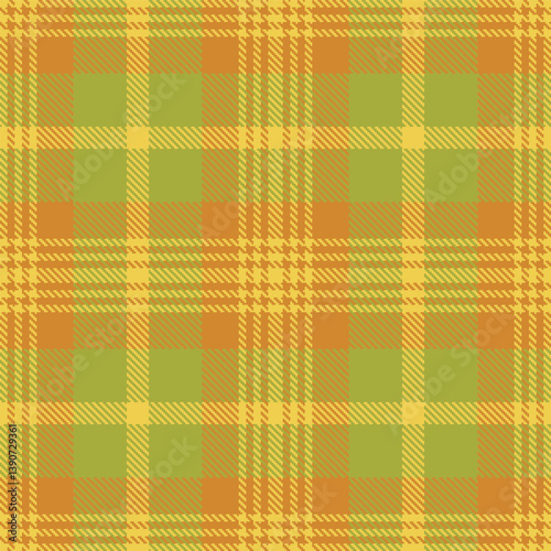 Deep maize Seamless Tartan with Metallic dull orange accents Fabric Design
