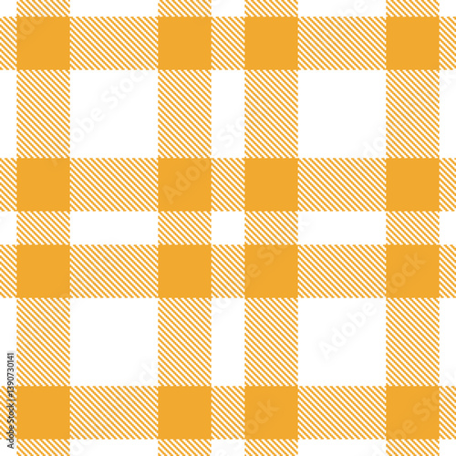 Contemporary Classic white & Vivid butterscotch Seamless Tartan Fabric Design