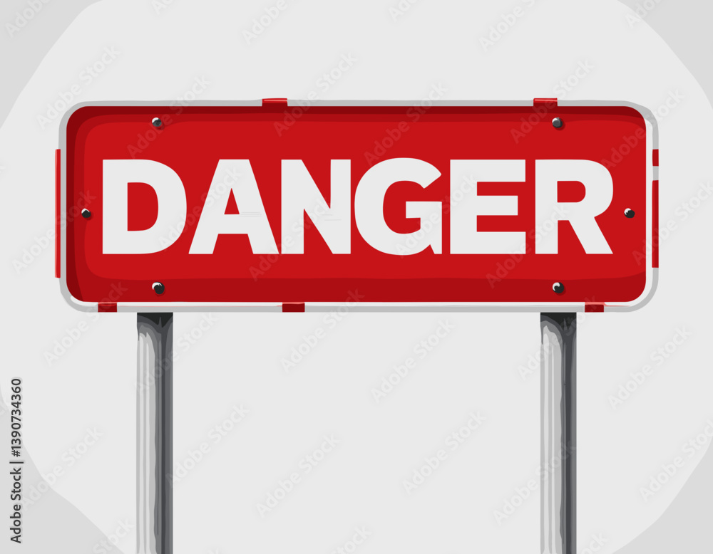 Warning Sign Displaying Danger on Bold Red Background  