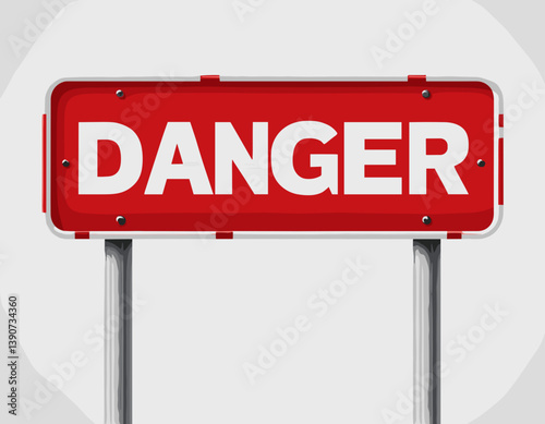 Warning Sign Displaying Danger on Bold Red Background  