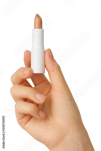 Fair-skinned hand holding lipstick 