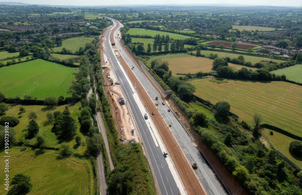 Aerial view of a highway being constructed Aerial view of a highway being constructed