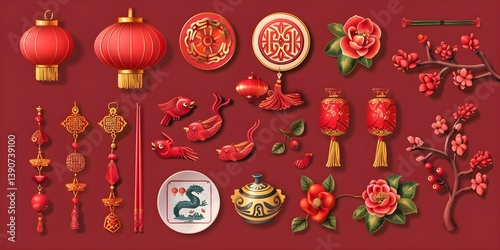 Asian Style Chinese Spring Festival Illustration
