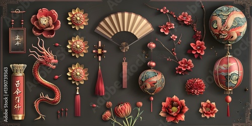 Asian Style Chinese Spring Festival Illustration
