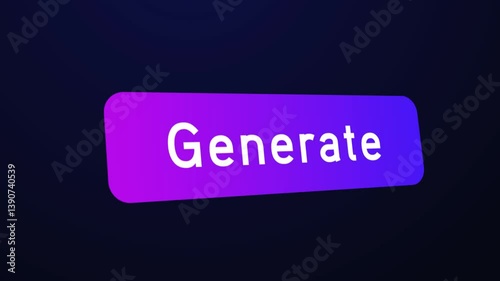 Click to AI generate button animation. AI generate button with smooth motion effects alpha channel. Click to generate text and image prompt. 4k animation.