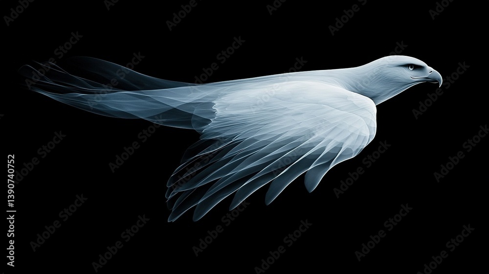 Fototapeta premium A white bird flying through the air with its wings spread and head turned
