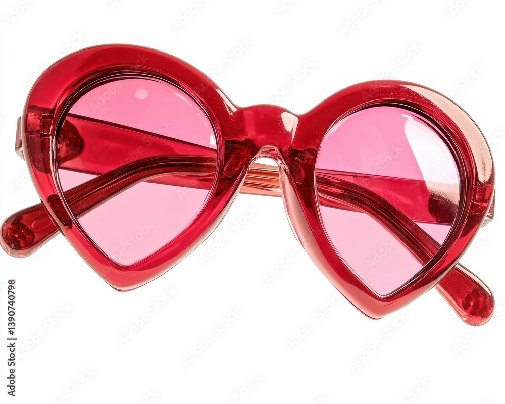 Fototapeta premium Vibrant Red Heart-Shaped Sunglasses with Pink Lenses for a Stylish Valentine's Day Look