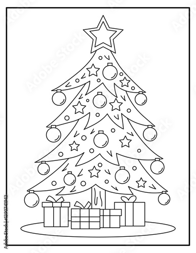 Simple Christmas coloring page for kids