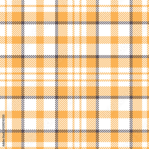 Contemporary Seamless Tartan featuring Soft white and Warm butterscotch Fabric Design