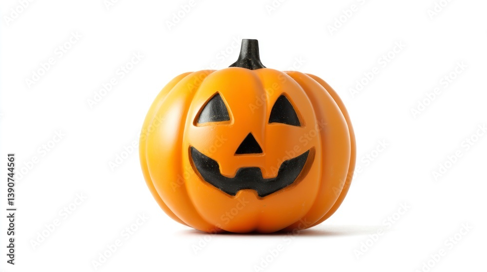 Fototapeta premium Halloween Pumpkin with Carved Face Isolated on White Background