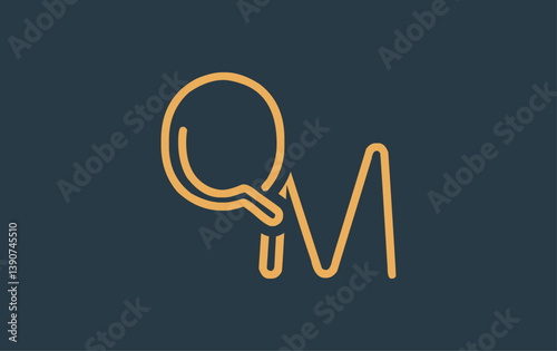 Bild auf Leinwand QM Minimalistic Line Art Logo Design with Abstract Lettering