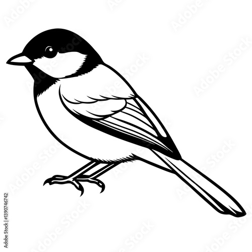 Minimal Black-capped Chickadee Vector Illustration on White Background