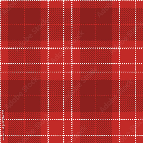 Warm scarlet Tartan patterns fabric texture. Contemporary Vibrant white Seamless Tartan