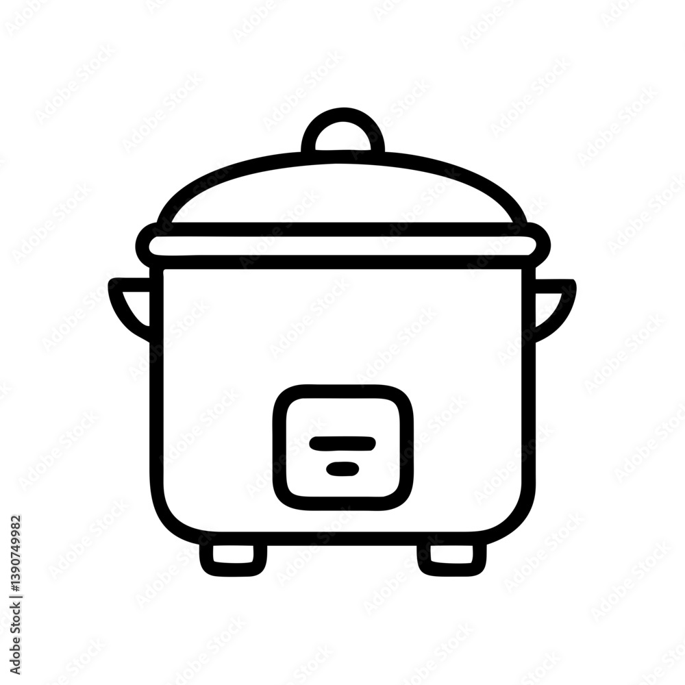 Rice cooker icon in minimalistic line art style Rice cooker icon in minimalistic line art style