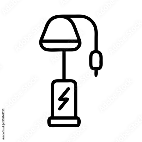 Rechargeable lamp icon with power connector on minimalist background