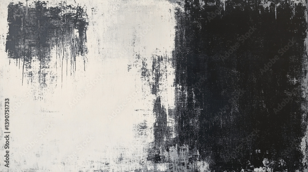 Fototapeta premium Abstract textured background with contrasting black and white sections, distressed surface, grunge effect, artistic composition, creative design element.