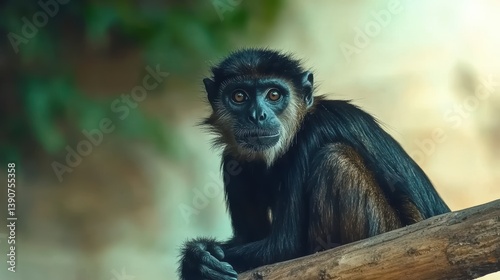 Spider monkey sitting on a branch and observing surroundings
