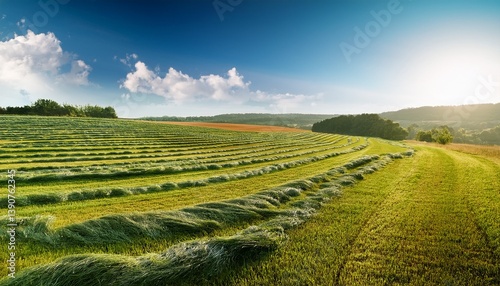 field with mown grass