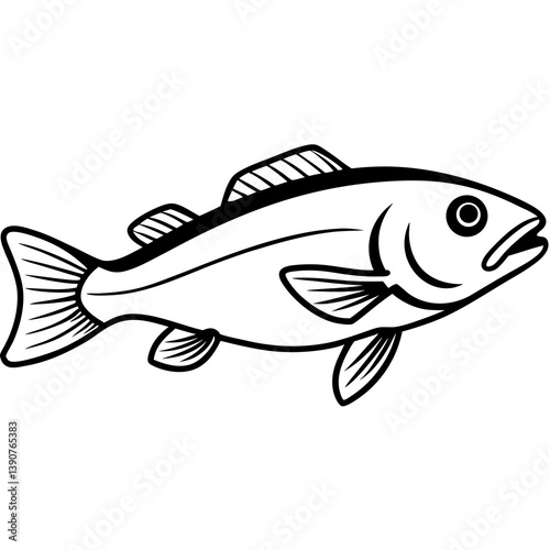 Minimal Atlantic Cod Vector Illustration on White Background