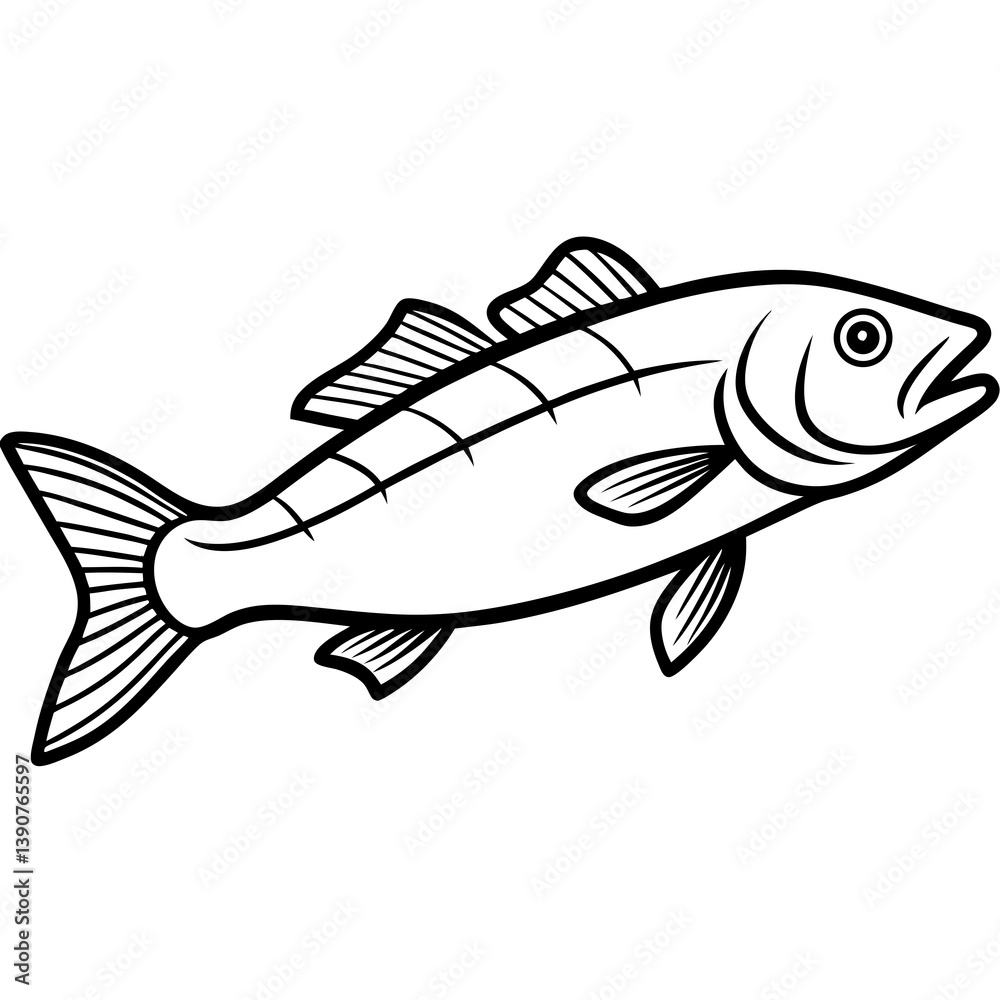 Minimal Atlantic Cod Vector Illustration on White Background Minimal Atlantic Cod Vector Illustration on White Background