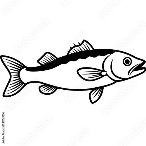 Minimal Atlantic Cod Vector Illustration on White Background