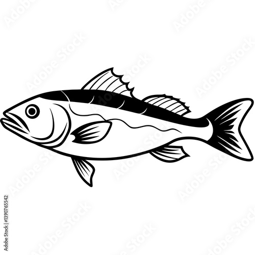 Minimal Atlantic Cod Vector Illustration on White Background