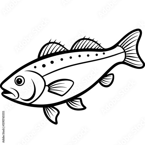 Minimal Atlantic Cod Vector Illustration on White Background