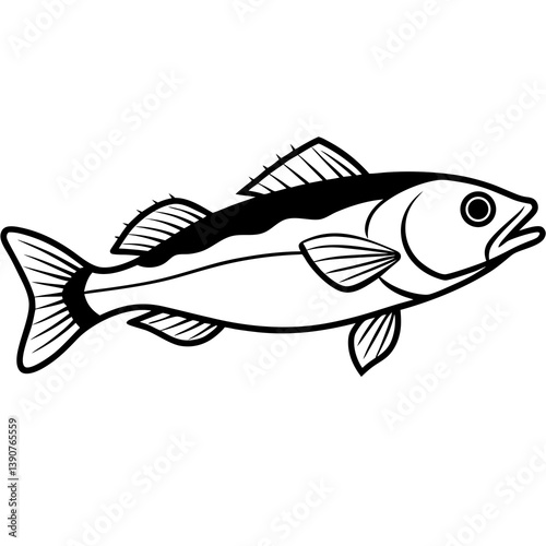 Minimal Atlantic Cod Vector Illustration on White Background