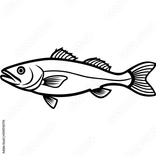 Minimal Atlantic Cod Vector Illustration on White Background