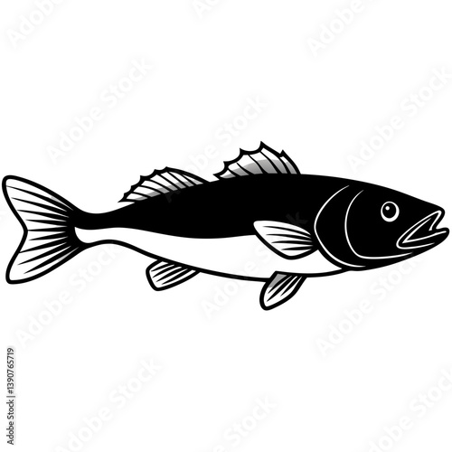 Minimal Atlantic Cod Vector Illustration on White Background