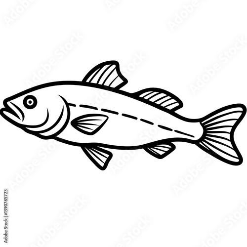 Minimal Atlantic Cod Vector Illustration on White Background