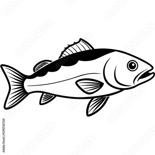 Minimal Atlantic Cod Vector Illustration on White Background
